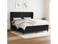 Cama Box Spring Con Colchón Tela Negro 180x200 Cm