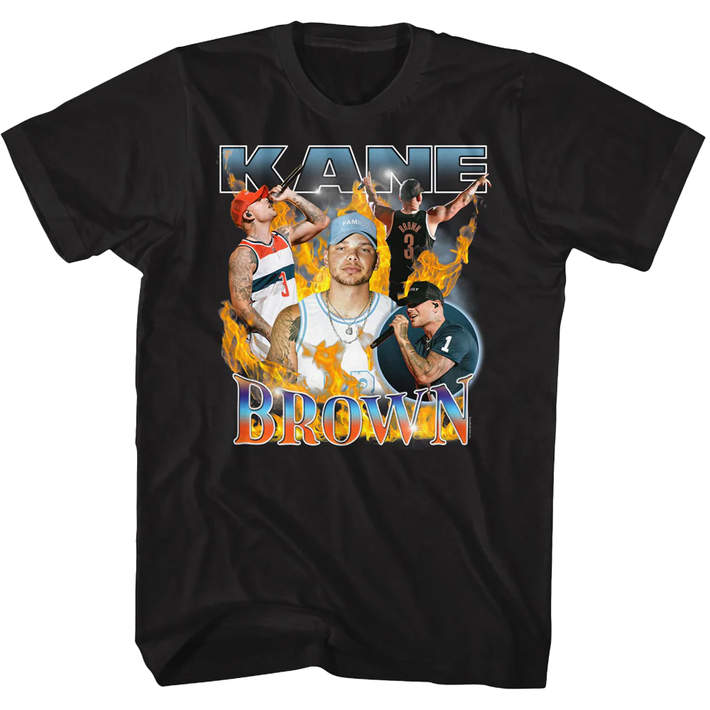 Kane Brown Fire Multi Image T-shirt Unisex Rockinstone Size:l