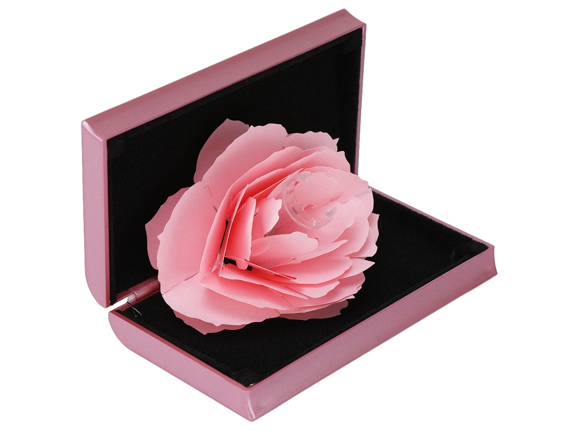 Caja desplegable 3D con forma de rosa para anillos, ideal para bodas, compromisos, pedidas de mano, almacenamiento de joyas o como soporte para anillos (rosa).