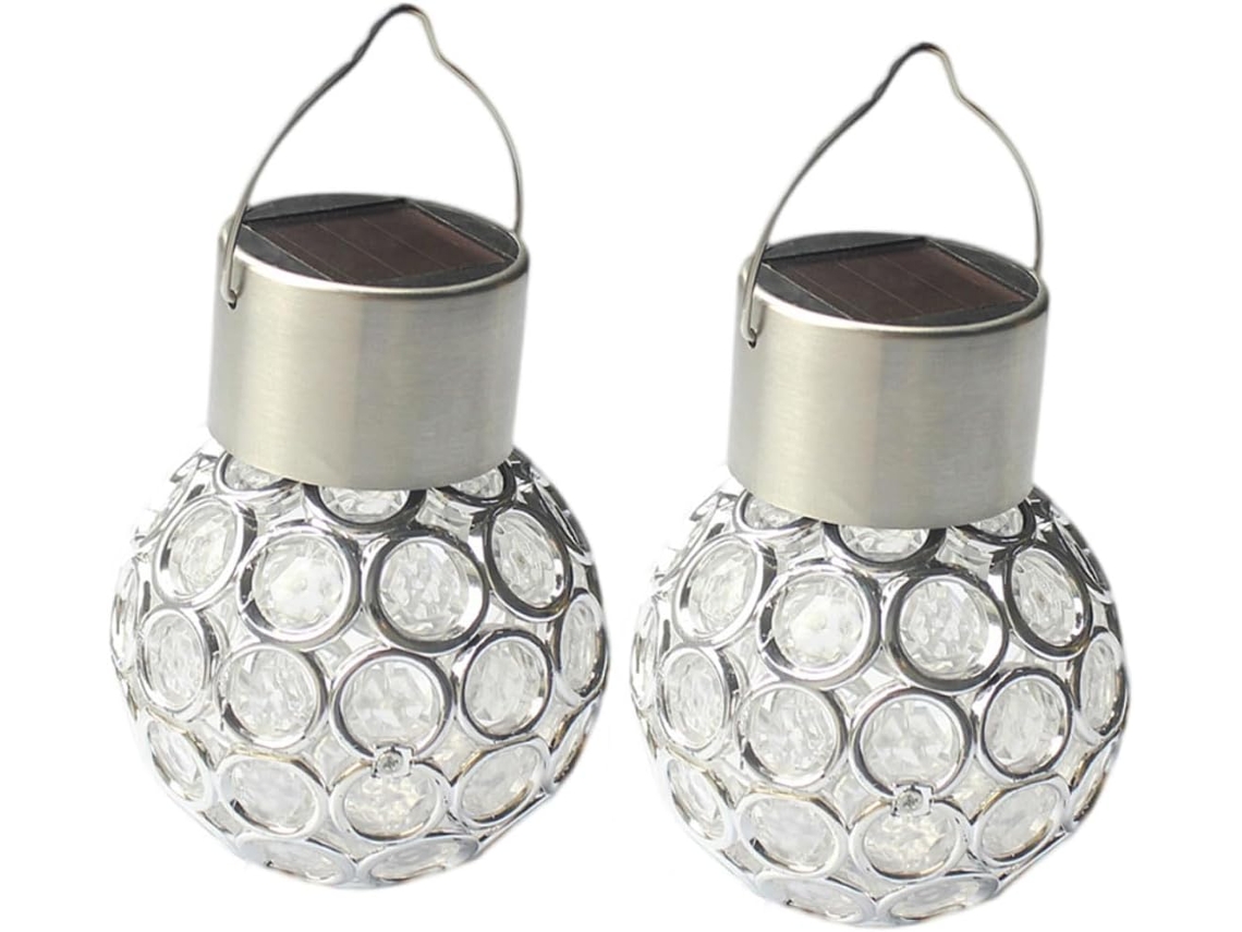 Juego de 2 luces LED solares para exterior, blancas, para colgar en jardines y balcones, Gokoco