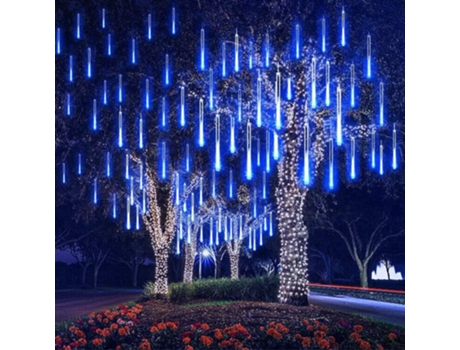 Meteor Rain String Lights, 8 tubos 30CM 192 LED Meteor Lighting Shower Light LED impermeable para fiesta de Navidad (azul)