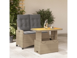 Conjunto de comedor de jardín de 2 piezas con cojines de mimbre beige de DKD Home Decor