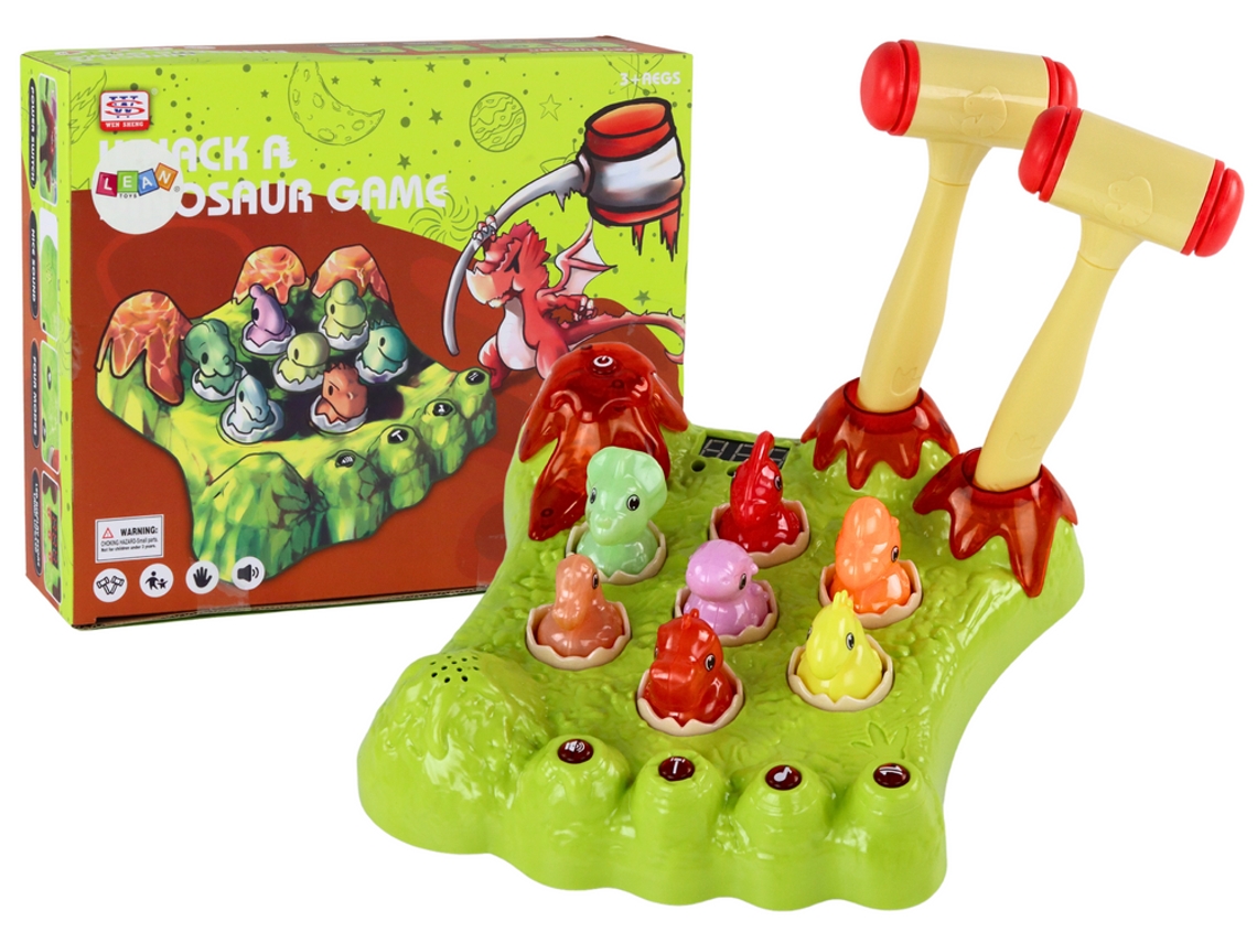Juego de mesa de dinosaurios Wack A Mole Dos martillos Luces verdes Sonidos B.active