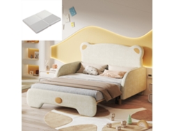 Cama Doble 140 X 110 Cm Y 140 X 200 Cm - Cama Infantil Con Forma De Oso, Extensible, Con Colchón De Espuma - Beige