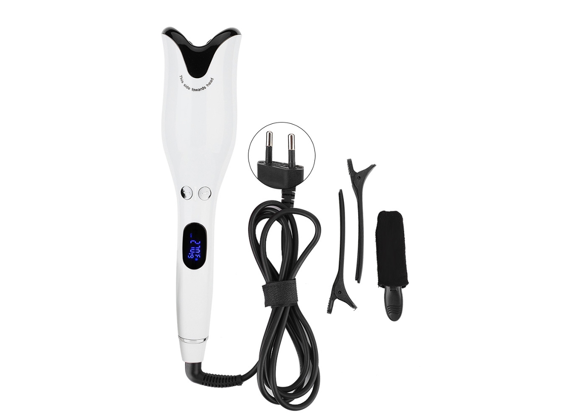 Rizador De Pelo Automático Antiquemaduras Con Pantalla Lcd Para Peinados, Rizador Eléctrico Sin Enredos, Herramienta De Estilismo Blanco