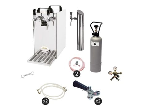 Kit completo: Dispensador de cerveza Kontakt 40 enfriador en seco de 2 líneas 50 litros/h KEG:Type M KEG2:Type G ICH-ZAPFE