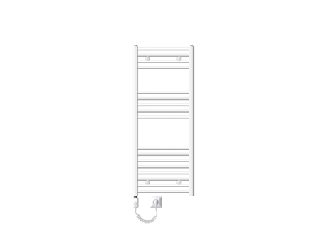 Radiador eléctrico de baño con elemento calefactor 900W 500x1200 mm curvo blanco con conexión lateral LUXEBATH