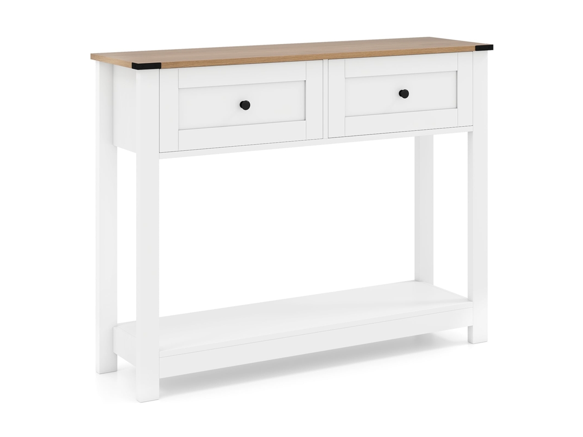 Consola con 2 cajones y estante, blanca, 106x30x81,5 cm NORTHIX