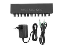 Amplificador De Auriculares Portátil De 10 Canales Con Divisor Metálico Y Ecualizador Estéreo Para Mezclador, 12 V Cc, Enchufe Europeo.