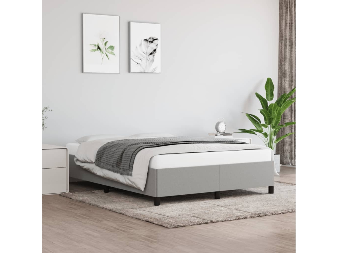 Cama Sin Colchón Tela Gris Claro 140x190 Cm