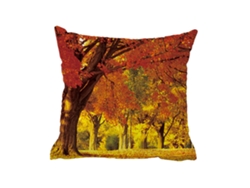 Elegante Funda De Cojín Para Sofá Con Diseño De Paisaje Forestal Otoñal