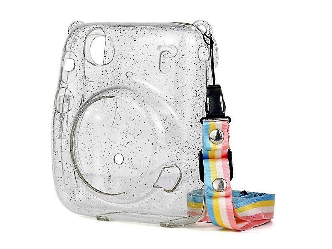 Bolsa transparente para minicámara con revestimiento rígido y cristales brillantes, además de correa extraíble, para minicámara 11. TAISHENGDA