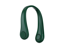 (Verde) Ventilador de cuello portátil, ventilador de viaje sin aspas con tres velocidades