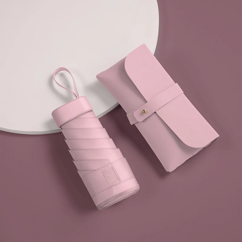 Paraguas Mini Cápsula (rosa), Doble Uso, Protección Contra La Lluvia Y El Sol, Parasol Portátil.
