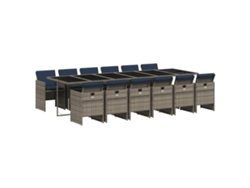 Maison Exclusive - Conjunto De Comedor De Jardín De 13 Piezas Con Cojines, Poliratán Gris