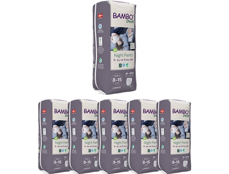 Fraldas Cuecas Noturnas BAMBO DREAMY Menina (Pack 6 x 10 Unidades - 35 a 50 kg)