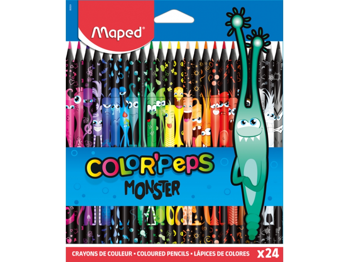 Caixa 24 Lápis Cor Maped Color Peps Monsters