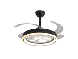 Ventilador de Techo Dafne Negro 4 Palas Retráctiles 72W Led 3000-4000-6000K Alt.35Xd.108/50Cm FERRIMEX