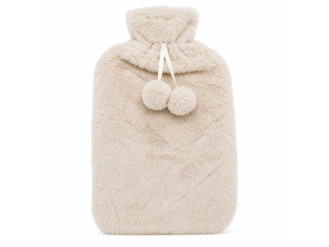 Bolsa De Água Quente Com Forro - Pompons Bk Rsd-05 Bege