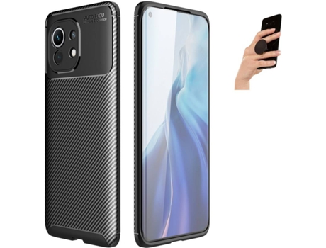 Carcasa y Popsocket Xiaomi Mi 11 Rugged Carbon Negro