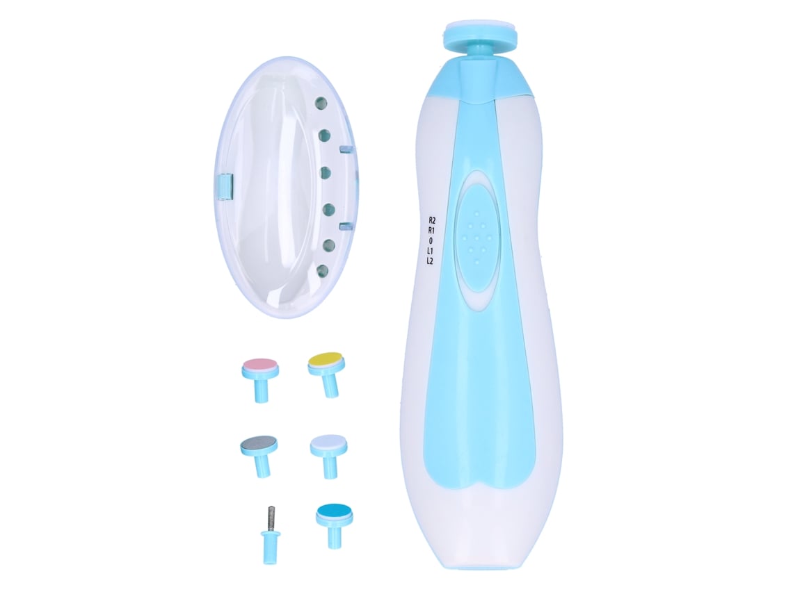 Kit De Cortador Elétrico De Unhas Para Bebê Com Luz Led Seguro 0-3 Anos Azul Claro