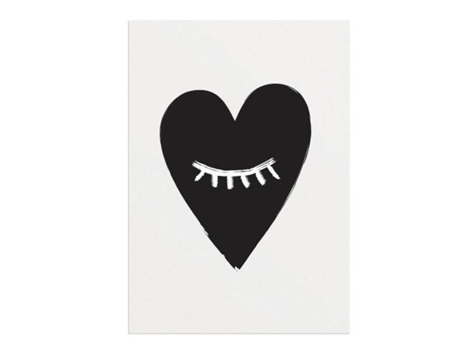 Cartel negro y blanco Corazón - A3