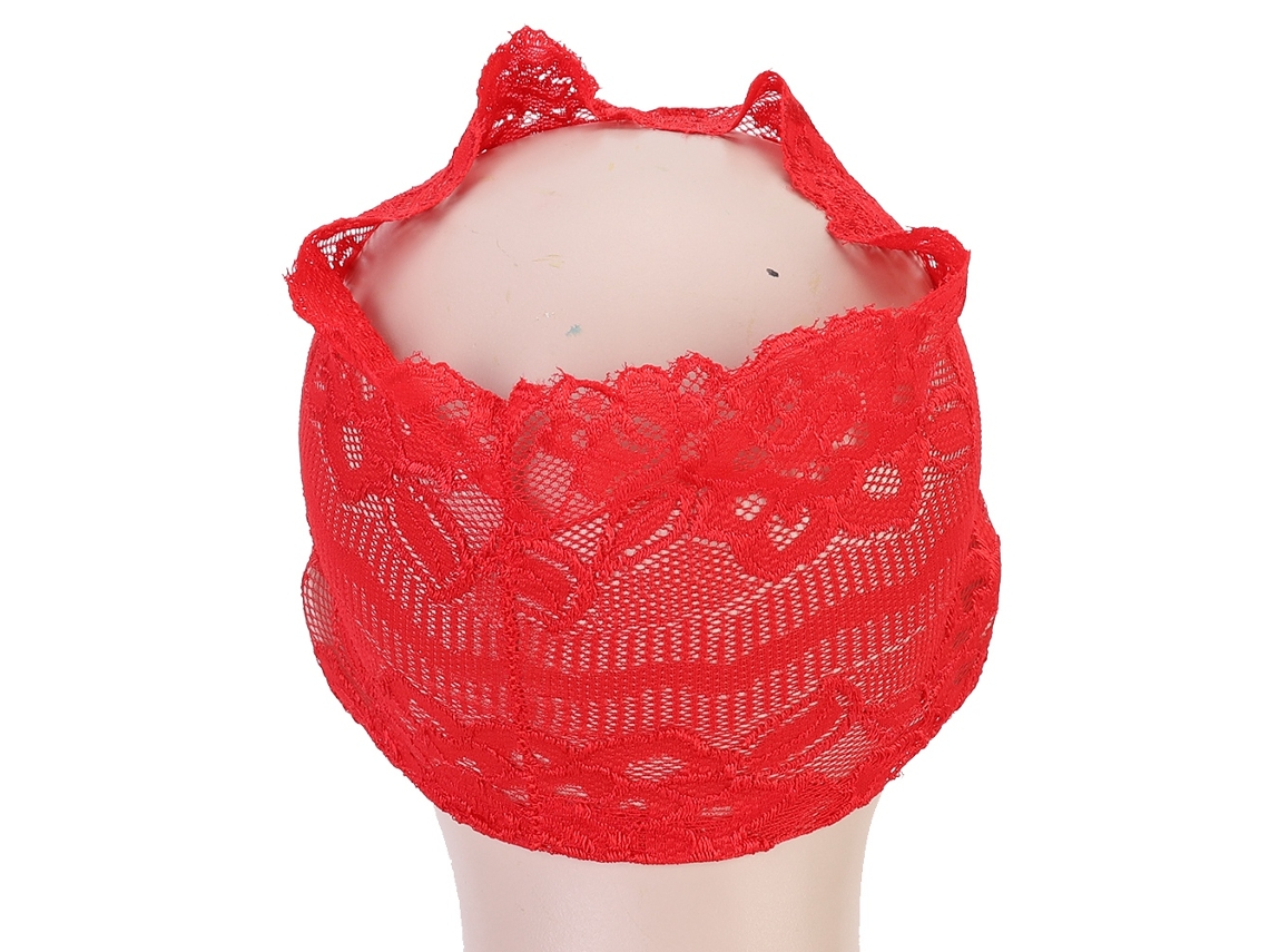 Gorro Musulmán De Encaje Transpirable Y Cómodo Con Volantes Para Mujer (rojo)