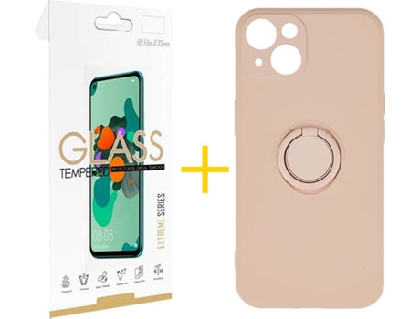 Carcasa + 1 Protector de Vidrio iPhone 13 Mini SKYHE Gel O-Ring Rosa