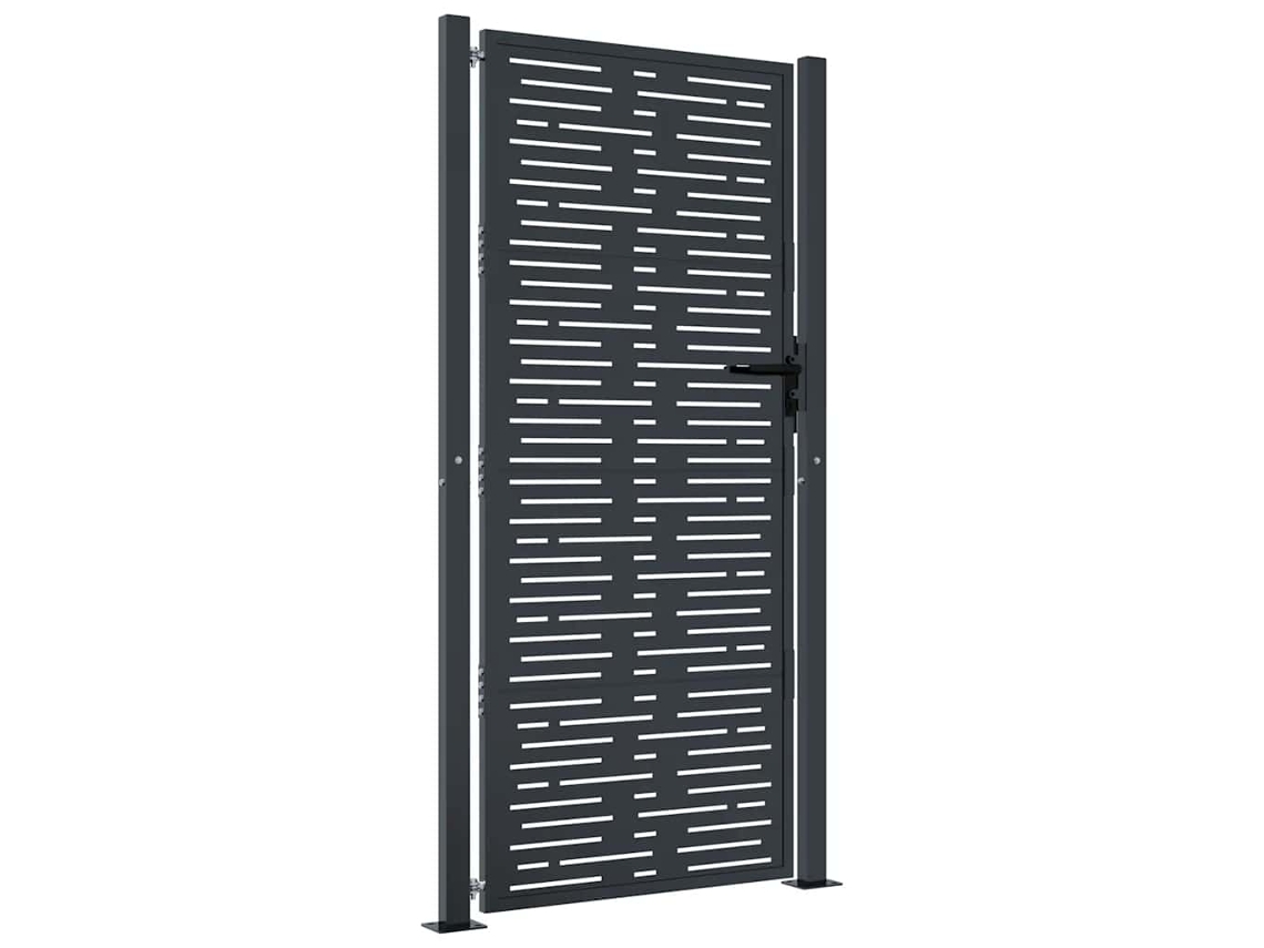 Puerta de jardín de acero de 100x200 cm, diseño cuadrado, MAISON EXCLUSIVE