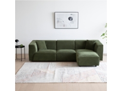 Sofá modular 4 plazas: sofá recto 3 plazas 1 reposapiés de pana verde MONROE CONCEPT U