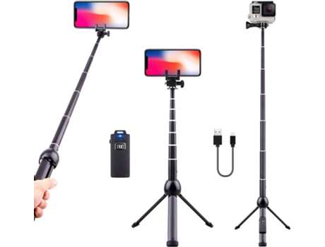 Trípode para selfies con varilla Trípode para teléfono de 45 pulgadas con obturador remoto inalámbrico Compatible con Iphone Samsung BISBISOUS