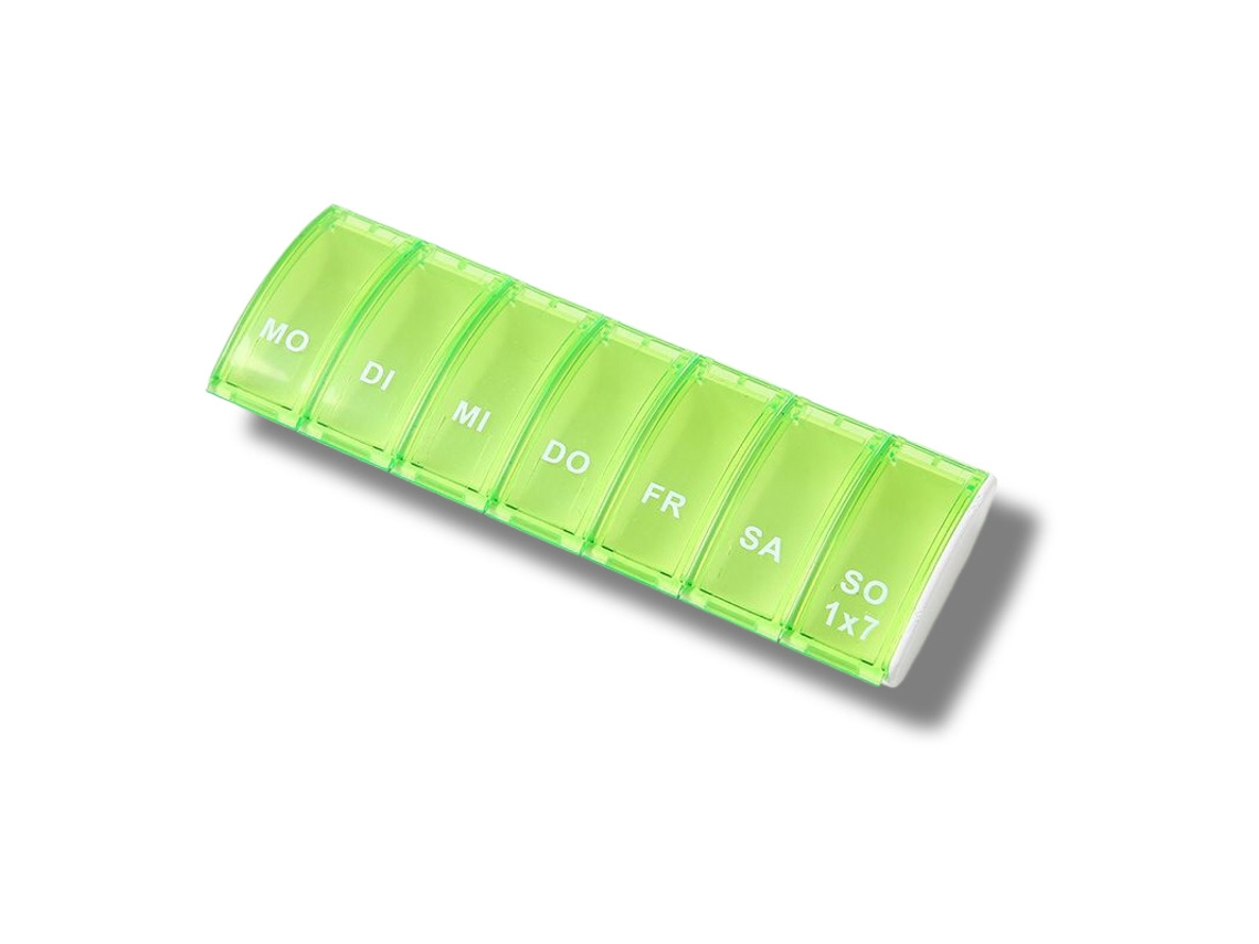 Pastillero portátil con siete compartimentos para tus necesidades los siete días de la semana - Panoona Green