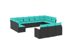 Maison Exclusive - Conjunto De Sofá De Jardín De 13 Piezas Con Cojines, De Poliratán Negro