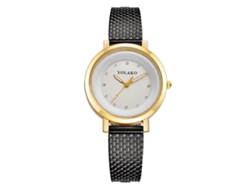 Reloj De Pulsera Yk Para Mujer Con Bisel Redondo, Pedrería Y Correa De Plástico (negro)