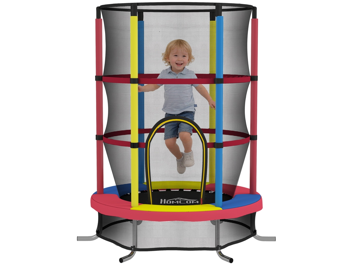 Cama Elástica Infantil De Ø160 Cm Con Red De Seguridad Multicolor.