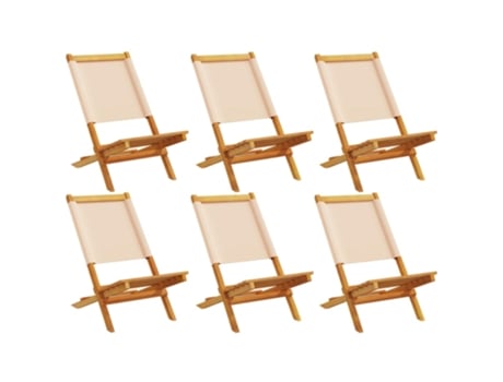 Conjunto 6 Silla De Jardín VIDAXL Beige Madera