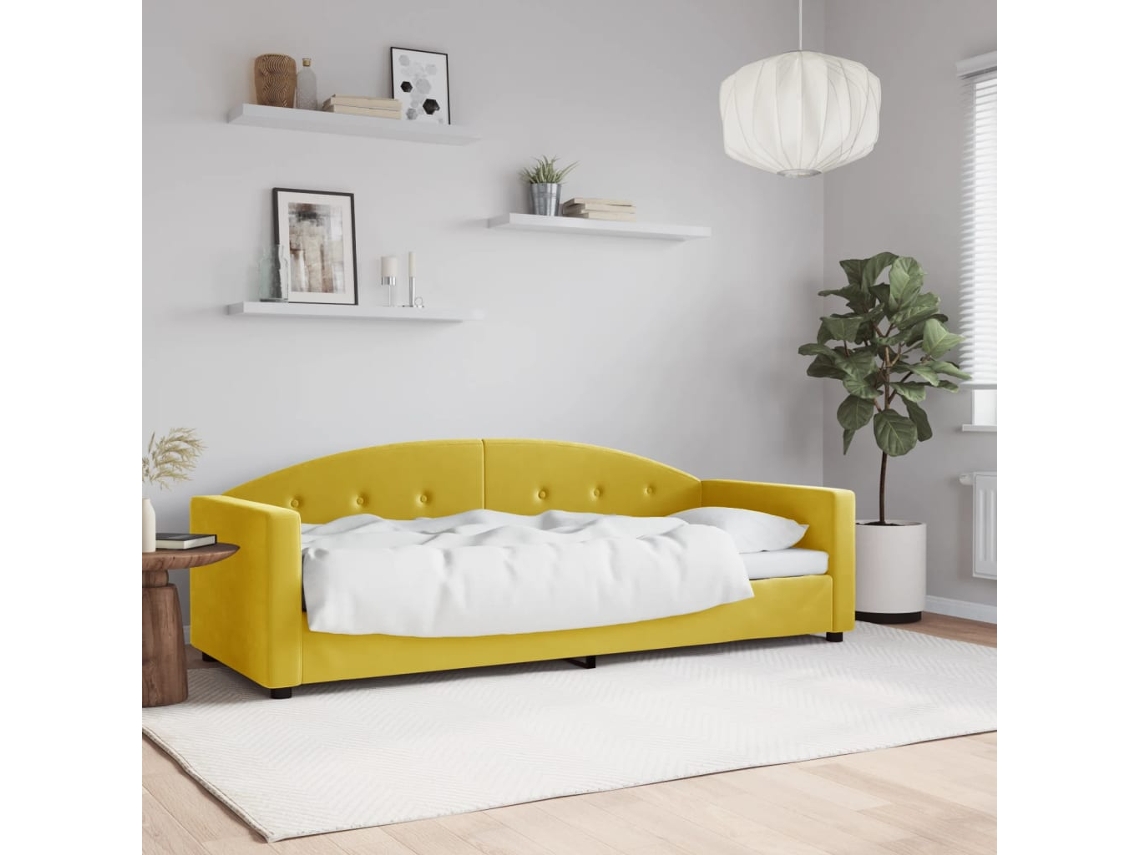 Sofá Cama Sin Colchón Terciopelo Amarillo 80x200 Cm