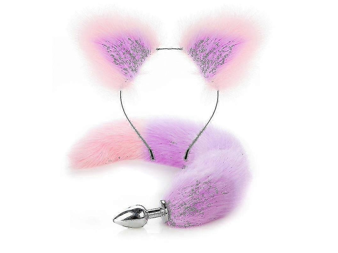 Massajeador De Metal Cola Y Orejas De Zorro Traje De Rol Material Peluche Para Fiestas Halloween Carnaval A