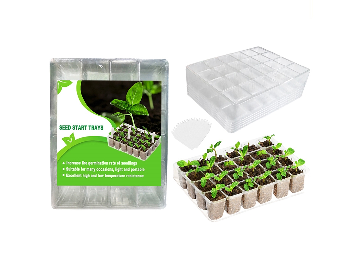 5pcs Bandejas De Crecimiento De Plástico Con 24 Rejillas Estuches Transparentes Para Iniciar Semillas De Plantas Hortalizas Y Frutas