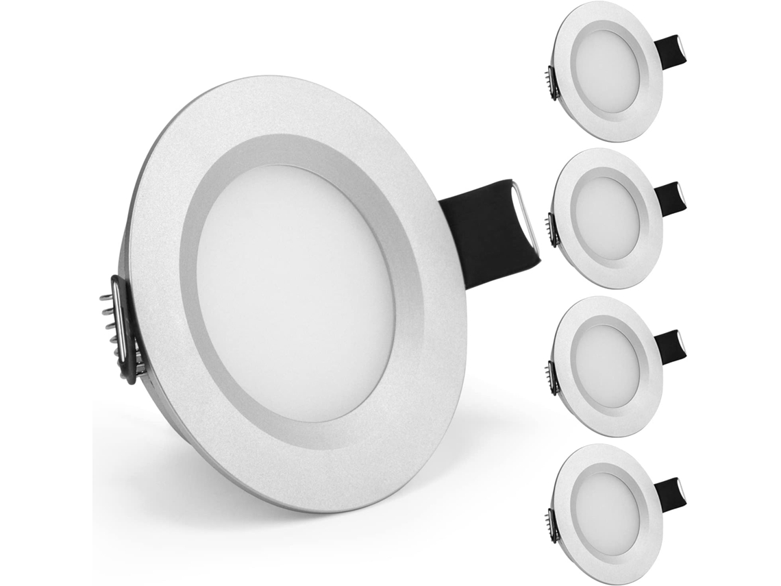 Lámpara De Techo Led Empotrable (12 V) — Orificio De Instalación: 58–65 Mm — 3 W, 6000 K, Ip65 — Blanco Frío — Kit De 4 Unidades