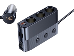 Adaptador De Cargador Para Coche De 128 W - 3 Salidas - Divisor De Carga - 4 Puertos Usb - Pantalla