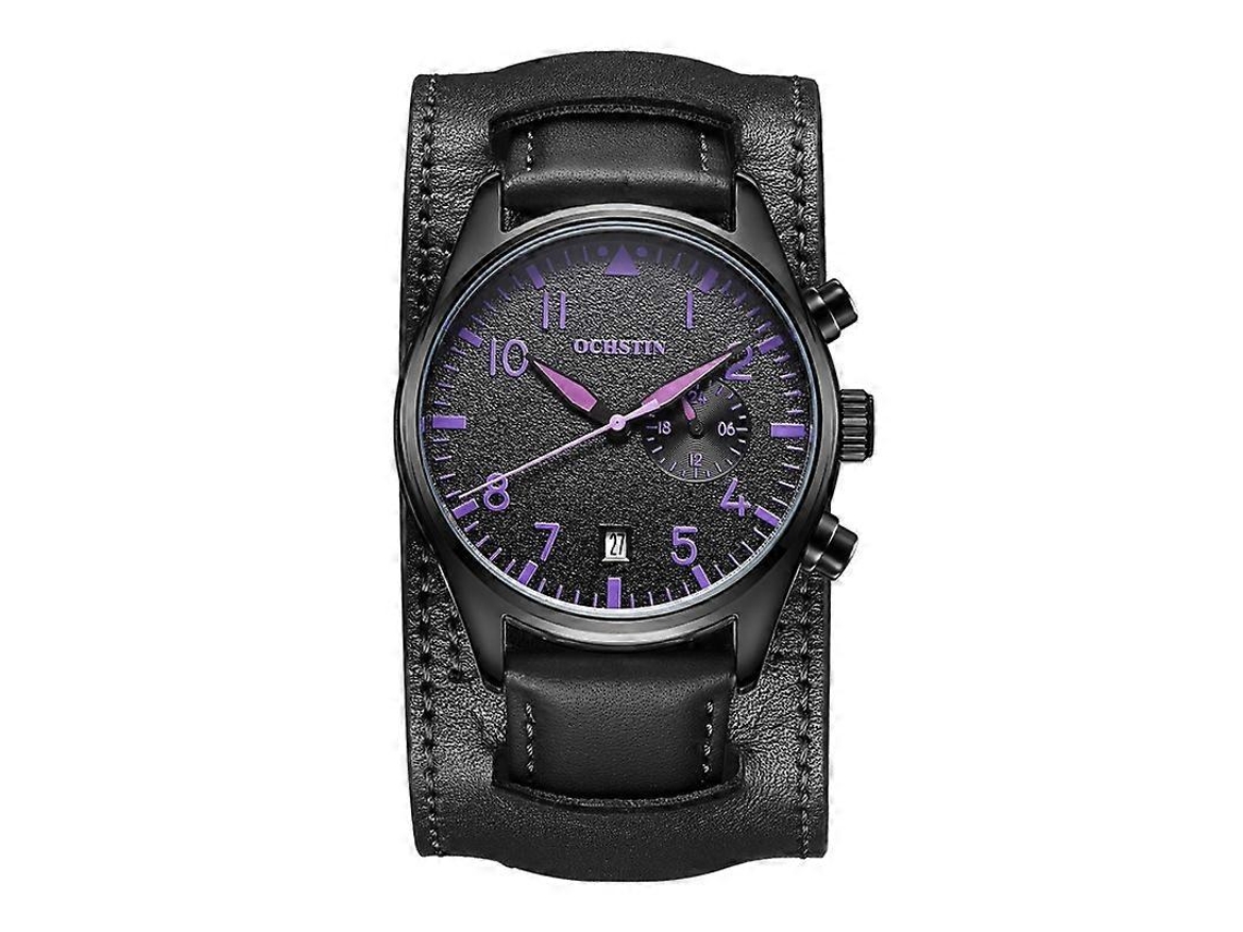 Reloj de pulsera multifuncional de cuero Ochstin 7228, modelo de negocios, resistente al agua, de cuarzo, Hengrongshen