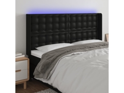 Cabecero Con Led Cuero Sintético Negro 183x16x118/128 Cm