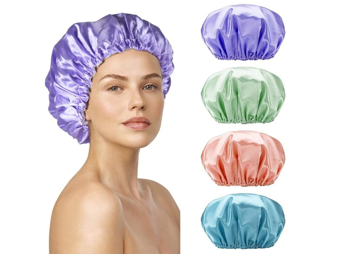 Paquete De 4 Gorros De Ducha Reutilizables Con Dos Capas De Eva Impermeables Para La Protección Del Cabello Femenino.