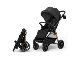Carrito De Bebé Kinderkraft GRANDE 2 plegable con una mano, manillar ajustable 3 niveles y portavasos Negro