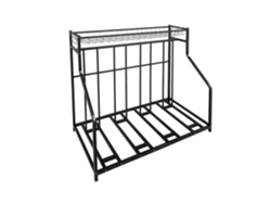 Soporte De Suelo Relaxdays Para 4 Bicicletas, Ancho De Rueda Ajustable, Cesta Y 6 Ganchos, Regulable, Negro