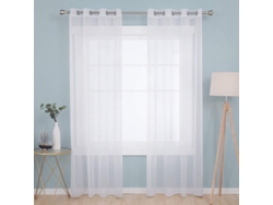 Juego De 2 Cortinas Modernas Translúcidas Con Ojales Para Ventana De Cocina/sala De Estar, Blancas, 132x242cm