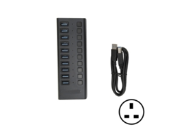 Conmutador Independiente De Estación De Acoplamiento De 10 Puertos Hub Usb3.0 Con Transmisión Rápida Uk Negro