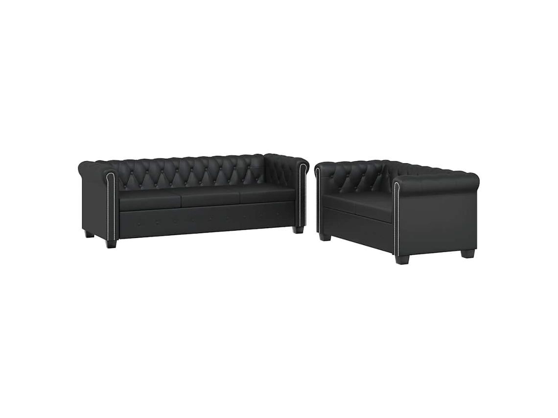 Maison Exclusive - Sofás Chesterfield De 2 Y 3 Plazas Cuero Sintético Negro