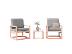 3 Piezas Conjunto Lounge Design Jardim Madeira Douglas Maciça Dkd Home Decor